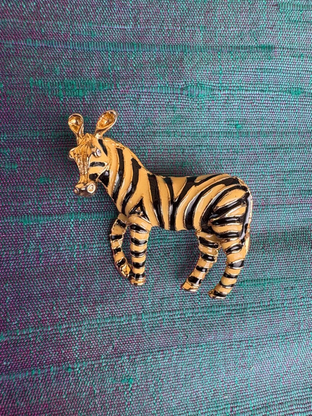 Gold and Black Zebra Brooch — Women Jewelry Decor